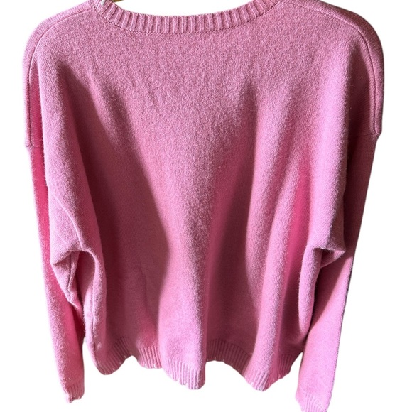 Yozy XXl pink drop shoulder sweater with large white bow. Non itchy & thick,Nwt. - Picture 4 of 16